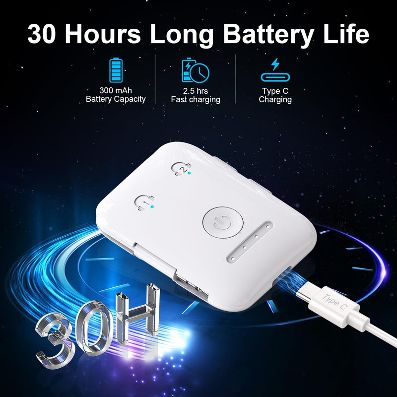 Premium Bluetooth 5.4 Airplane Audio Adapter, 30Hrs Playtime, aptX Adaptive & HD Audio Transmitter for AirPods/Bose, Supports 2 Headphones for Travel Flight & TV White
