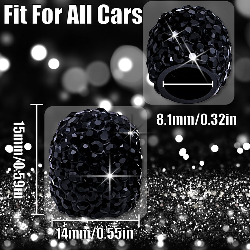 4PCS Bling Crystal Diamond Tire Stem Valve Caps, Dustproof Car Wheel Tire Valve Caps Universal Tire Valve Stem Covers for Cars, SUV, Trucks, Bikes, Motorcycles, Bicycles (Black) 4 pcs Black