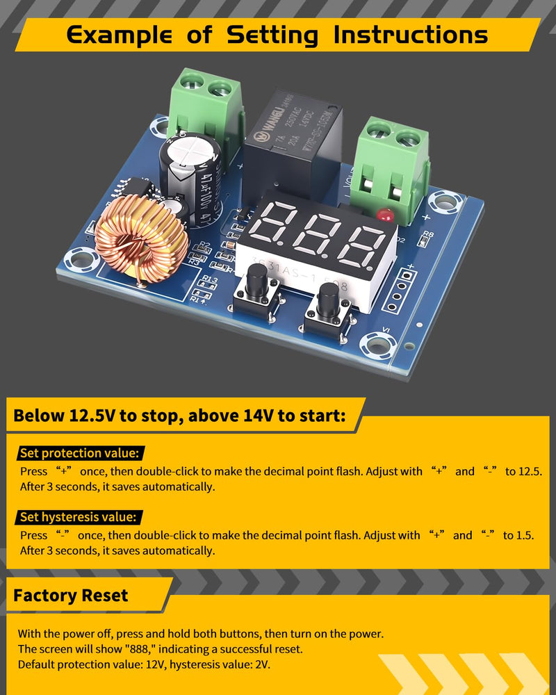 8PCS 12V-36V DC Voltage Protection Module Digital Low Voltage Protector Disconnect Switch Over Discharge Protection Module 8PCS