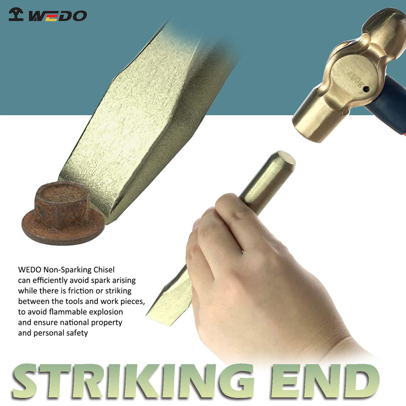 WEDO Non-Sparking Cold Chisel,Aluminum Bronze Flat Chisel,Blade 14mm,Wood Chisel,Length 160mm,DIN Standard, BAM & FM Certificate Aluminum Bronze 14mm x 160mm