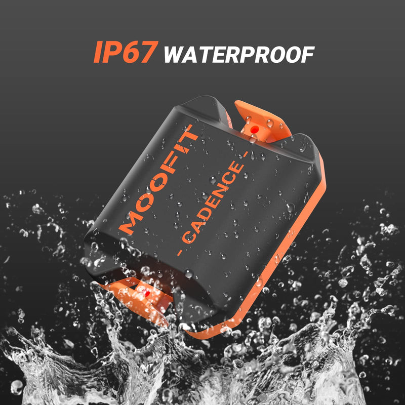 moofit Cadence Speed Sensor, Bluetooth & ANT+ Wireless RPM Cycling Spin Bike Cadence Sensor for Wahoo/Coosporide/Rouvy/Peloton, IP67 Waterproof, Orange Speed and Cadence Sensor