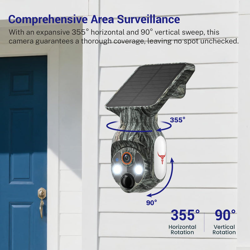 1080P Solar Security Cameras Wireless Outdoor, 360° View Pan/Tilt 2.4Ghz WiFi Outside with Color Night Vision, Easy to Install, Real-Time Alerts, Cloud Storage, 2-Way Audio (Wi-Fi)