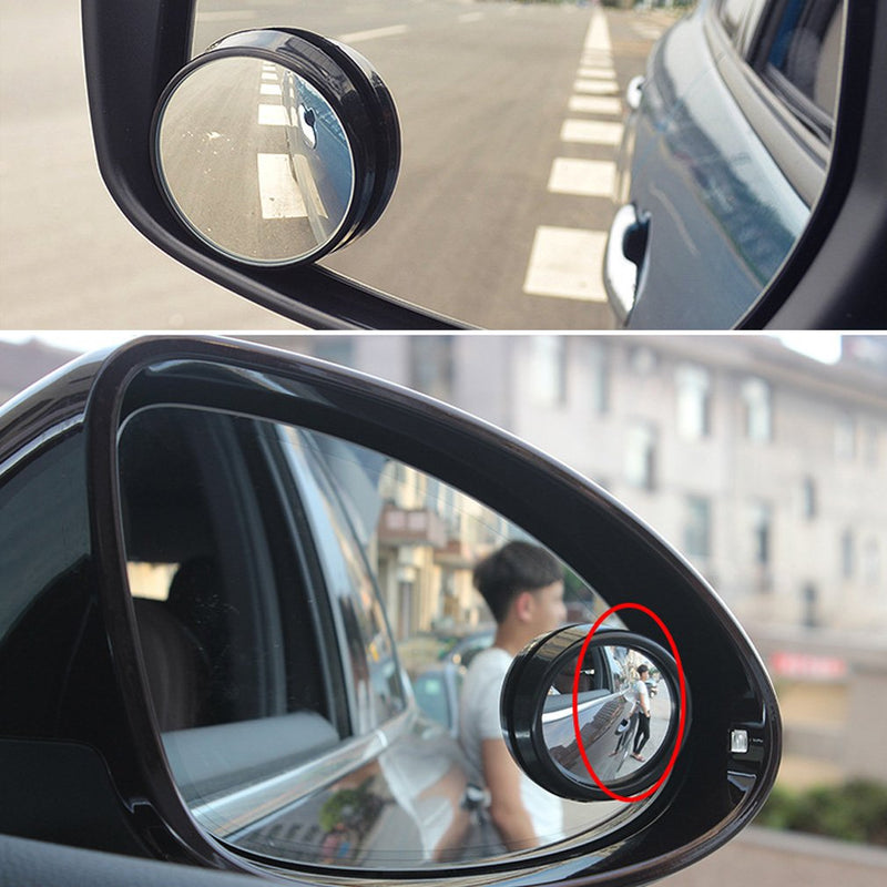 KEWAYO 2 Pack Automotive Blind Spot Mirrors, Small Round Convex Adjustable 360°Rotate Wide Angle Car Rear View Mirror for All Universal Vehicles Car Fit Stick-on Design