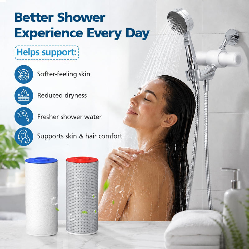 Shower Filter for Weddell Duo, Twin Pack Replacement Cartridges Compatible with Weddell Duo Shower System for Fresher Shower Water & Easy Filter Replacement (2+2)
