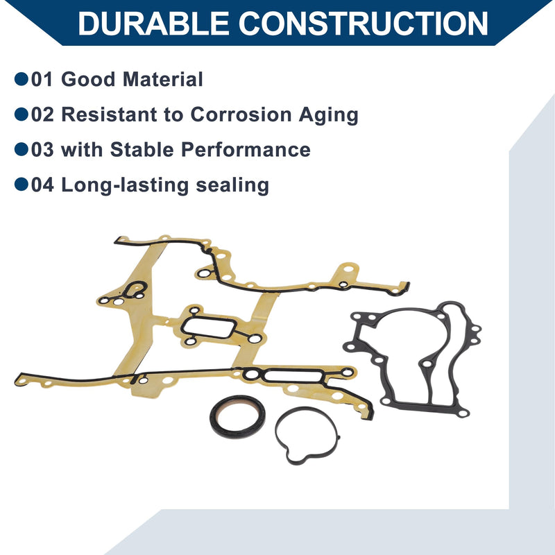 Engine Timing Cover Gasket Set TCS46156 for Chevrolet Cruze 2011-2015 Chain Case Cover Gasket Long-lasting Sealing Rubber,Metal 1 Set Yellow,Black