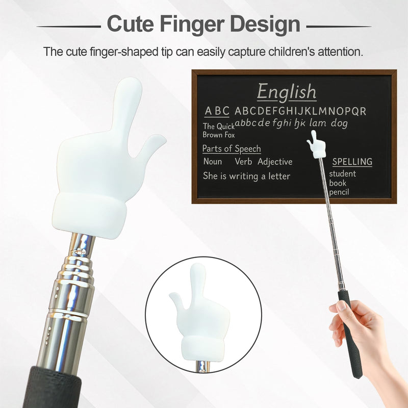 3Pcs Telescopic Teachers Pointer, Extendable Hand Pointer Finger Pointer Stick, Mini Retractable Classroom Pointer for Elementary School Kindergarten Teacher,Classroom Supplies (Black) 3 PCS