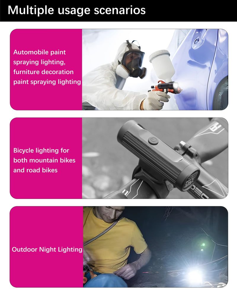 PangSing & Nan 600 Lumen Light，Rechargeable Lightweight Spray Gun Light, Natural Light Illuminates Surface Sprayed, Ensures Even Coverage，Versatile Automotive Paint Gun Light with 360° Rotation