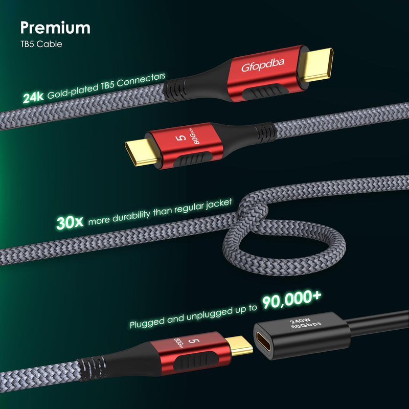 Thunderbolt 5 Cable 10FT Compatible, 80Gbps, 120Gbps BW, PD 240W, 8K@165Hz, 4K@540Hz, USB4 2.0 USB C Display Cable for Thunderbolt 4/5, iPhone 17, SSD, Mac mini M4 / M4 Pro, MacBook Pro M4 M5