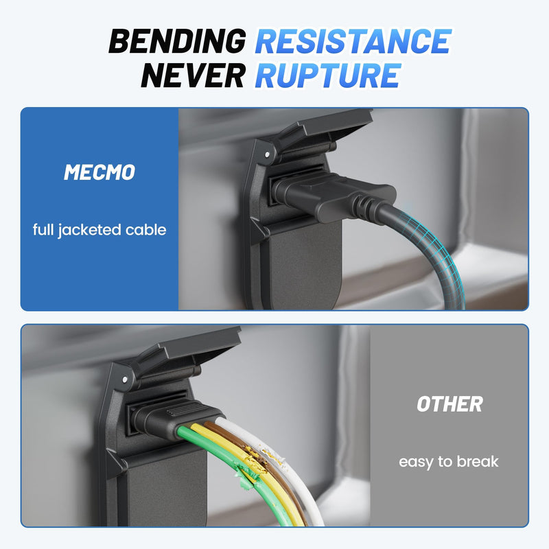 MECMO 4-Pin Flat Trailer Extension Cable 12 Inch, Heavy Duty 18AWG Copper 4 Way Wiring Connector Harness, Vehicle-Side and Trailer-Side 4 Prong Light Plug Hitch Wire Extension 1ft 1ft (12 inch)