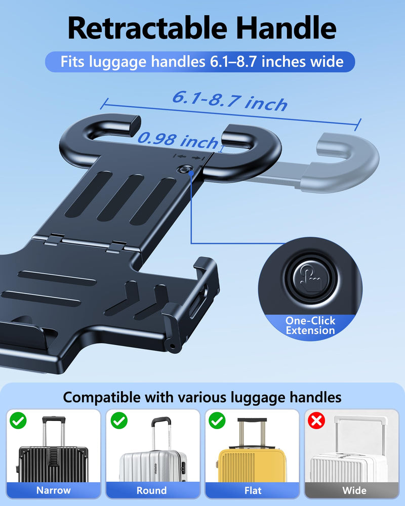 Ergonomic Adjustable Luggage Laptop Stand - 6 Angle Adjustment | Foldable, Retractable Handle, Laptop Stand for Luggage Business Trips Travel Airport Train- Fit laptops up to 16 inches