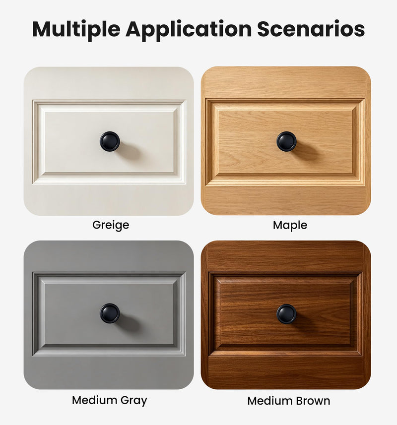Veise 20 Pack 1-1/4 Inch Matte Black Solid Zinc Alloy Euro Style Cabinet Knobs, Single Hole Round Drawer Pulls for Kitchen Dresser Bathroom Vanity and Various Furniture