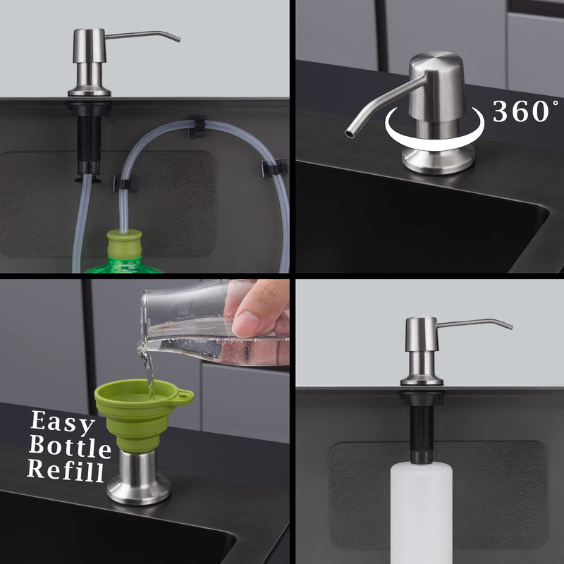 Styever Soap Dispenser for Kitchen Sink with Pump -16oz Bottle Built in Countertop Dish soap Dispenser with 4 Inch Spout- Oil Rubbed Bronze Sink Soap Dispenser Extension Kit with 47 Inch Tube Stainless Steel