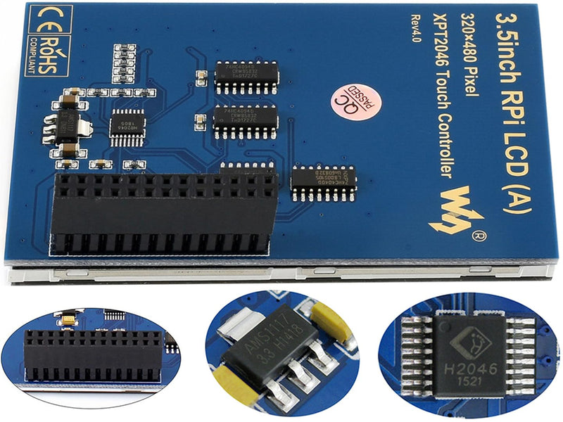 3.5 inch Touch Screen TFT LCD for Raspberry Pi 4B/3B+/3B/2B/Zero/Zero W/Zero WH 480x320 Pixel XPT2046 Controller SPI Interface