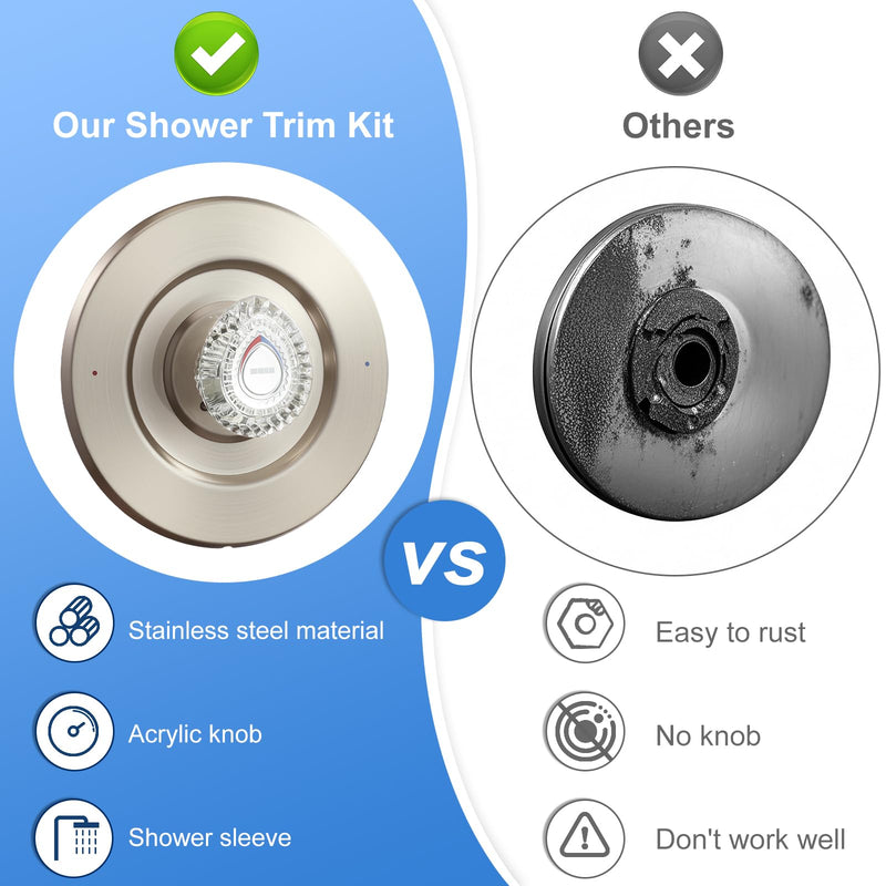 Shower Trim Kit, Compatible with Moen T470 Chateau Shower Trim Kit, With Dual Seal Replacement Cartridge, Escutcheon, Shower handle, Tubes and Screws (Brushed Nickel) Brushed Nickel