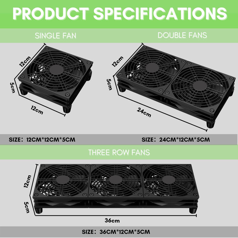 VTRETU Router Cooling Fan for Computer Cooler Audio Video Network Cabinet Server Cooling Project Equipment and Workstation DC 5V USB Power 120mm 360mm Fan with Switch