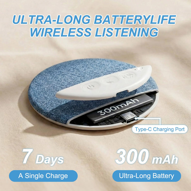 2026 Mini Bluetooth Pillow Speaker for Sleeping, Under Pillow Speaker with Built-in White Noise & Pink Noise Sound Machine, 48H Playtime, 3 Timers, Stereo Bass Private Sleep Audio (Blue) blue