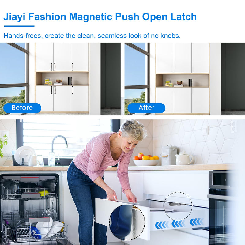 Jiayi Cabinet Latch Magnetic Push Catch 20 Pack Push to Open Cabinet Hardware Spring Release Push Touch Latch Heavy Duty Kitchen Door Push Release Latch for Drawer Closure Push Catch Press Out Latch