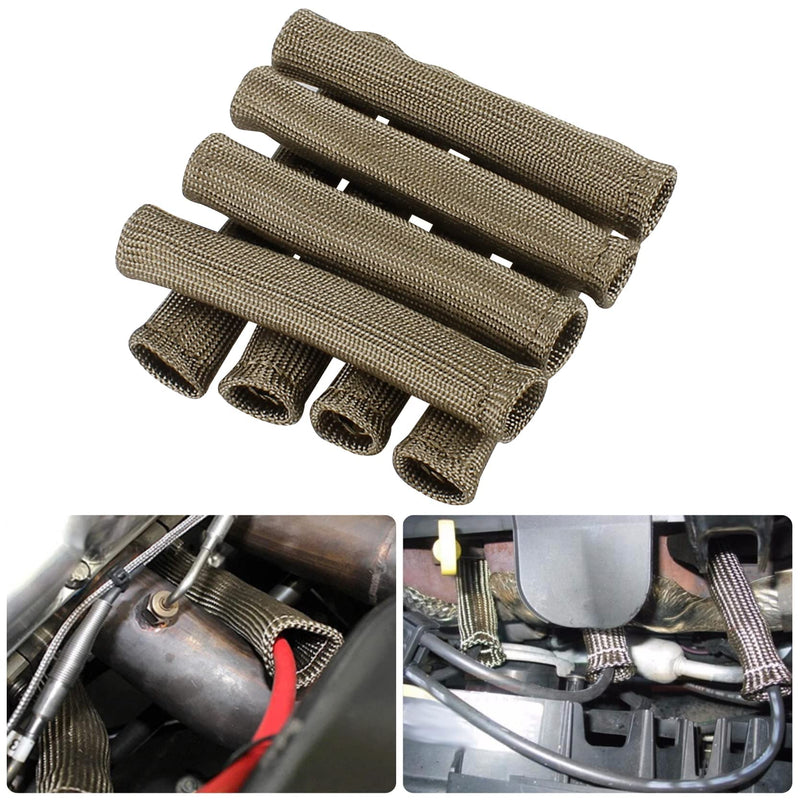 Spark Plug Wire Heat Shield Spark Plug Wire Heat Sleeve Spark Plug Heat Covers 2500 Degree High Temp Heat Tape Protection 8-Pack (Titanium) titanium