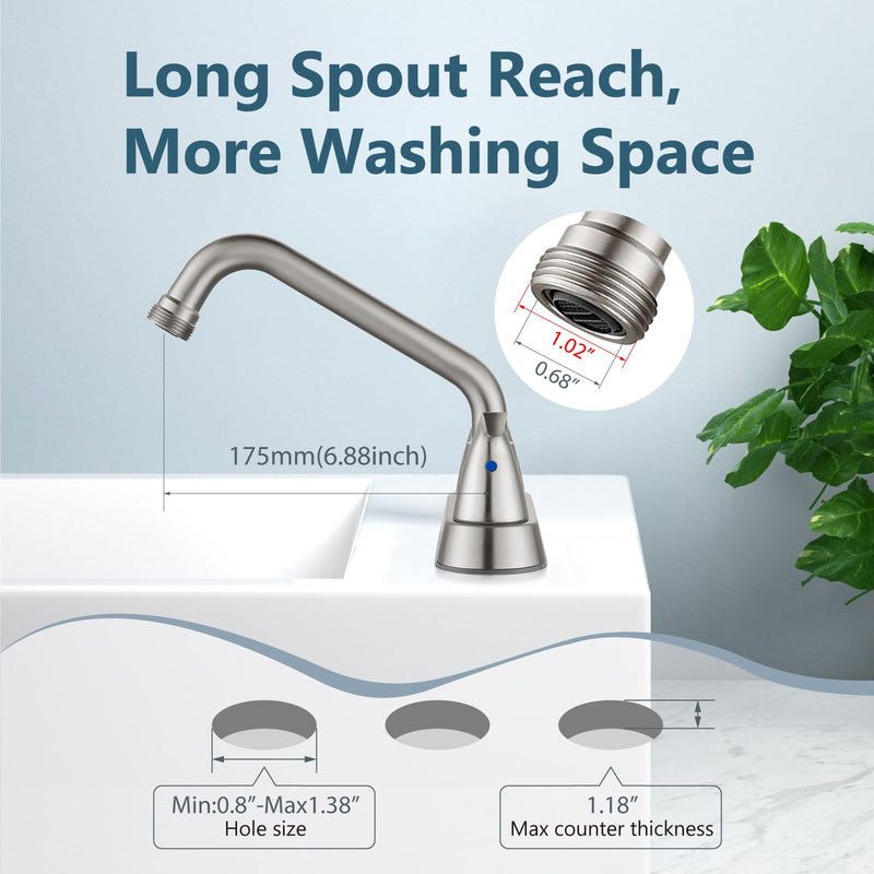 Aolemi Laundry Sink Faucet 4 Inch Centerset, Utility Sink Faucets with Swivel Spout and 3/4" NPT Threaded End, 2-Handle Faucet for Laundry or Utility Room, Brushed Nickel