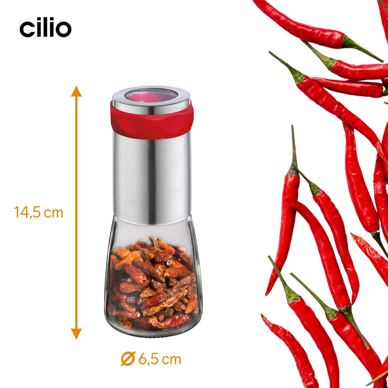 Cilio Premium Piccante Chili Chilli Mill Grinder Red, one size, silver