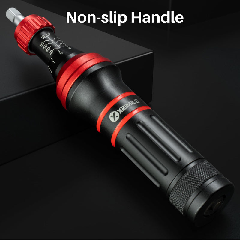 Torque Screwdriver 10-80 In.Lb, Inch Pound Torque Screwdriver Set with 1/4" Bit Holder, Flat, Hex, Torx and Philips Bits,Suitable for DIY Bicycle Maintenance, Pecision Tool,Mechanical 10-80 In-Lb