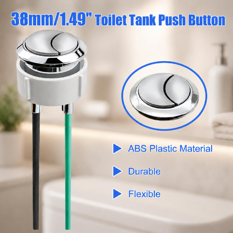 Dual Flushing Toilet Push Button Spare Parts,Top Toilet Button Replacement Compatible with Geberit & Kohler Part, Satin Chrome Toilet Parts with 1.5inch(38mm) Hole in the Toilet Tank Lid 38mm 1-pack