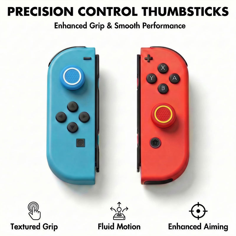 20PCS Optimized Silicone Thumb Grips & Joystick Caps for Nintendo Switch/OLED/Lite JoyCon Controllers Accessories | 10 Colors, Anti-Slip, Anti-Scratch & Enhanced Gaming Experience