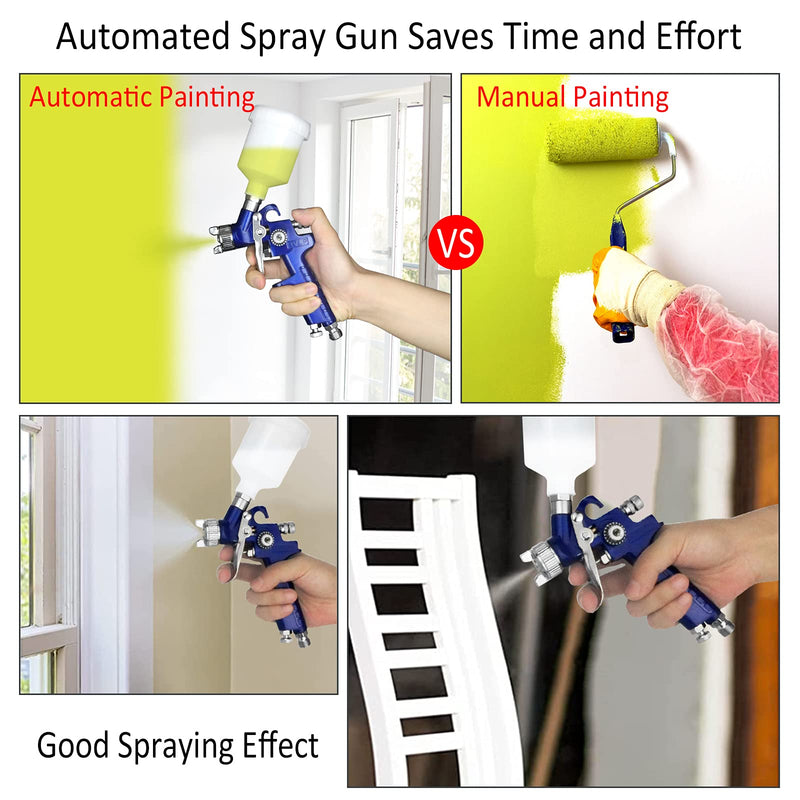 Tosucs HVLP Spray Gun with 1.0mm Tip Air Spray Gun for Car Spraying Gravity Feed Paint Gun for Car Prime,Furniture Surface Spraying,Wall Painting Include 125ml Capacity Cup