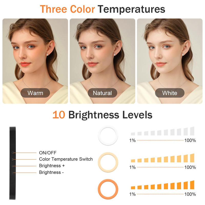 Video Conference Lighting Kit, Dual LED Lights for Live Streaming, Computer Lights are Used for Video Calls, Zoom, Games, Home Office Light, Laptop Ring Light, 3 Color Temperatures