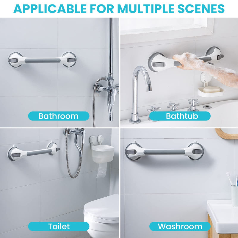 TAILI Shower Grab Bar 16 Inch Suction Cup Grab Bars for Bathroom, Removable Shower Safety Handle Heavy Duty Bathtub Grip for Seniors & Elderly, Strong Handrails No Drilling Waterproof, Grey,G9 16.8" Gray