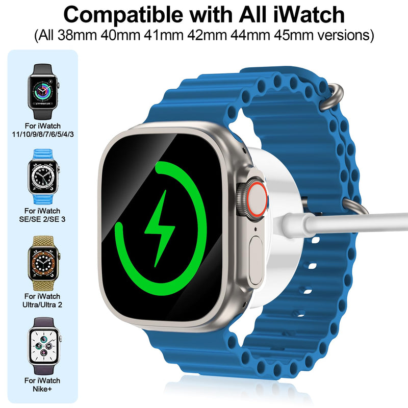 Upgraded for 2in1 USB A/C Apple Watch Charger Magnetic Charging Cable | Home and Travel Essentials Wireless Charger Compatible With iWatch Series Ultra/SE/11/10/9/8/7/SE/6/5/4/3/2-6.6ft White 6.6ft