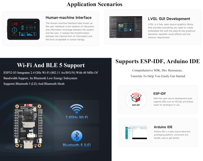 ESP32-S3 1.64inch AMOLED Touch Display Development Board, 280x456, QSPI Interface, Onboard Accelerometer and Gyroscope Sensor and Other Interfaces, ESP32 with Display