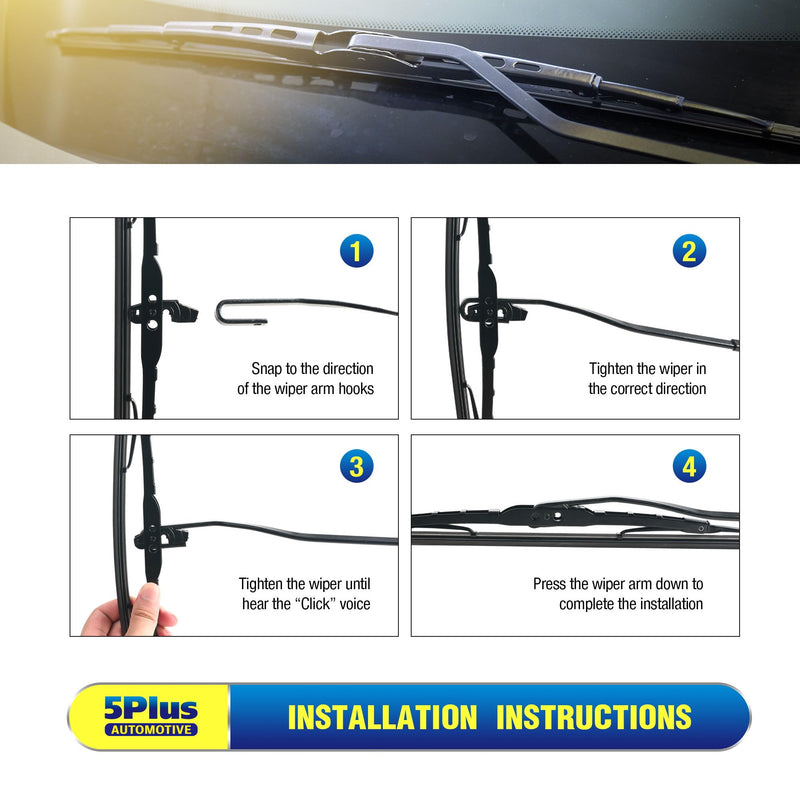 5 PLUS® 22" Wiper Blades 2 Pack Replacement for Ford F150 F250 F350 F450 F550 2023 2022 2021 2020 2019 2018 2017 2016 2015 2014 2013-2009-OEM Quality Premium All-Season Windshield Wiper Blades 22"+22"(Conventional) HOOK(2PCS)