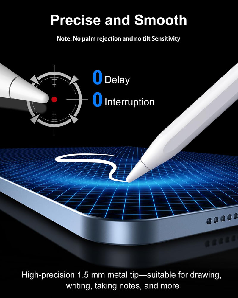 DIGIROOT Stylus Pen for iPhone, High Senstivity Universal Stylus Pen | Fast Charging, Magnetic, Stylus Pen for Touchscreen with LED Power Display, for iPhone Andriod/Tablet/Switch/Samsung Galaxy White