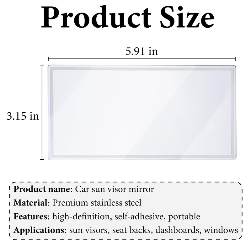 Car Sun Visor Mirror, HD 5.91"×3.15" Portable Car Vanity Mirror, Seatback Self-Adhesive Makeup Mirrors, Shatter-proof Cosmetic Accessories for Automotive Truck SUV Vehicle 1 PCS