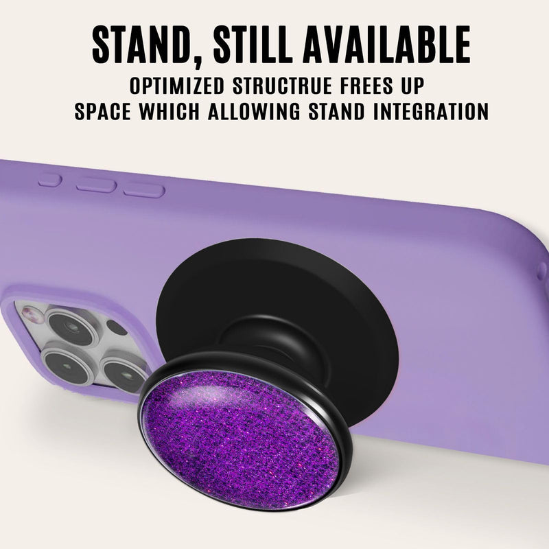 for MagSafe Phone Grip,Soft Silicone Magnetic Collapsible Cell Phone Finger Grip for iPhone 17/16/15/14/13,12 and Smartphones Tablets - Purple Glitter