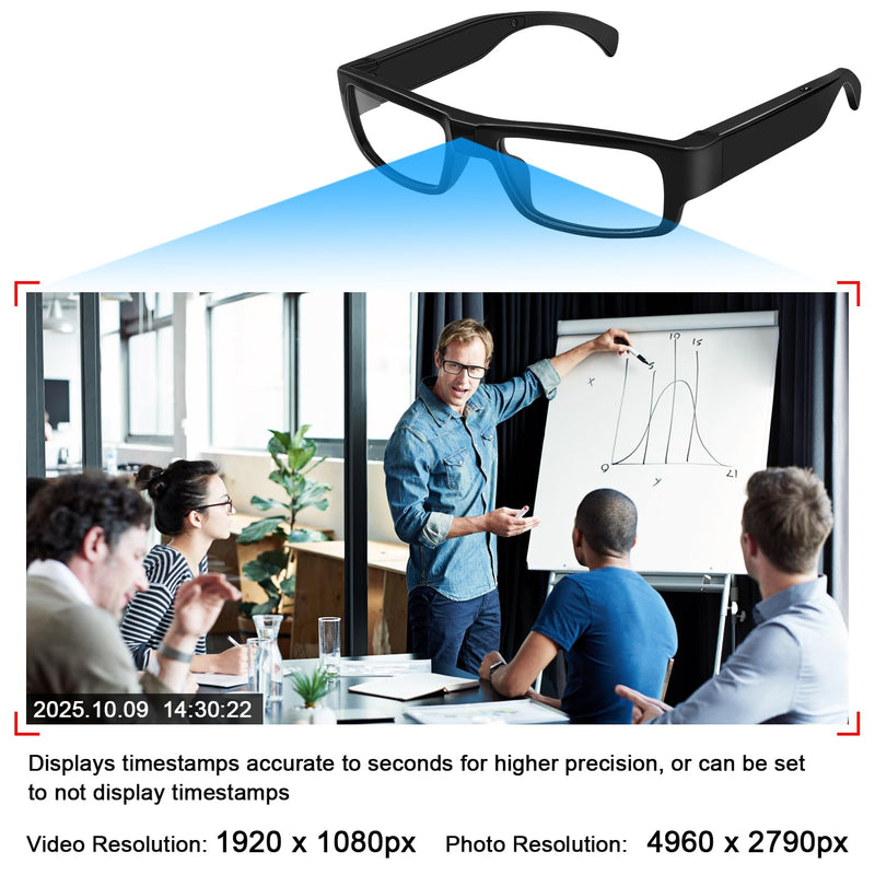 Camera Glasses Wearable HD 1080P Video Smart Glasses Outdoor Sport Action Recording Glass Camera for Cycling, Driving, Hunting, Hiking, Fishing