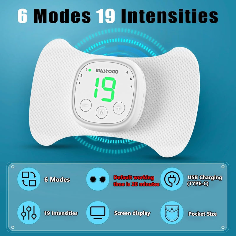 Wireless TENS Unit - 6 Mode 19 Intensity with Screen Display Portable TENS Device - TENS Unit Muscle Stimulator for Back, Sciatica, Shoulder Pain Relief