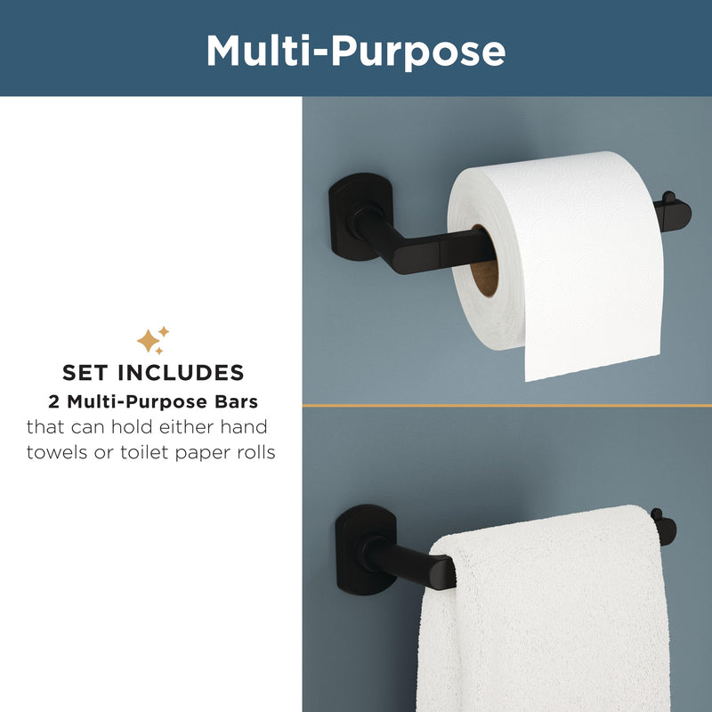 Franklin Brass Granville 4-Piece Bathroom Set Satin Gold 18" Towel Bar w/ 6" Extender, Toilet Paper Holder, Hand Towel Holder, Hook | Bathroom Accessory Set Towel Holder Hardware GRNV64-SG
