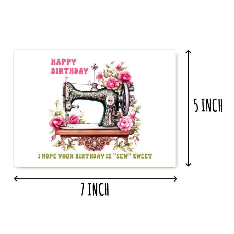 I Hope Your Birthday Is Sew Sweet Card - Sew Birthday Card - Sewing Machine Card - Retro Birthday Card - Card For Him Her