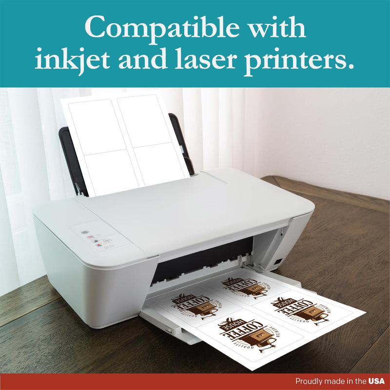 Premium Label Supply White Sticker Mailing/Shipping Labels – 3.5" x 5" – Laser/Inkjet Compatible – (4 per Sheet), 25 Sheets - 100 Total Adhesive Labels 100 Labels