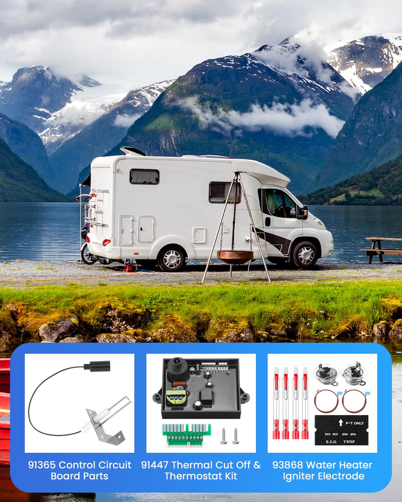 2025 HOT- RV Water Heater Part Fit Atwood RV Water Heater GC6AA-10E GC10A-4E include 91365 Control Circuit Board Parts,91447 Thermal Cut Off & Thermostat Kit,93868 Initer Electrode By AMI PARTS