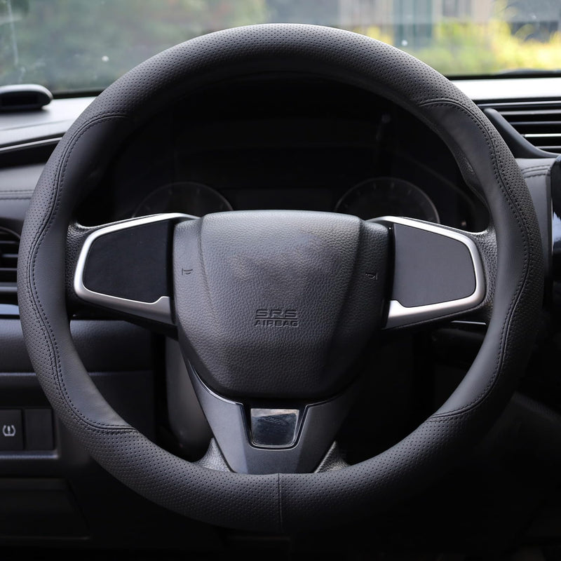 XHRING Car Steering Wheel Cover for Honda Civic Accord CRV HRV Pilot Passport Odyssey Element Insight Fit Ridgeline Clarity City LX EX EXL Si Hatchback Sport Hybrid Touring Accessories, 2026 Black (M)