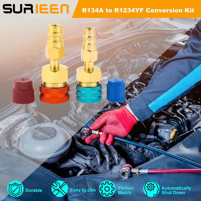 R1234YF Quick Couplers Kit, R1234YF to R134A Conversion Kit, High/Low Side Quick Coupler Adapter, 1234YF Quick Couplers Adapters & AC Hose Connectors for Car AC Refrigerant Charging-2PCS