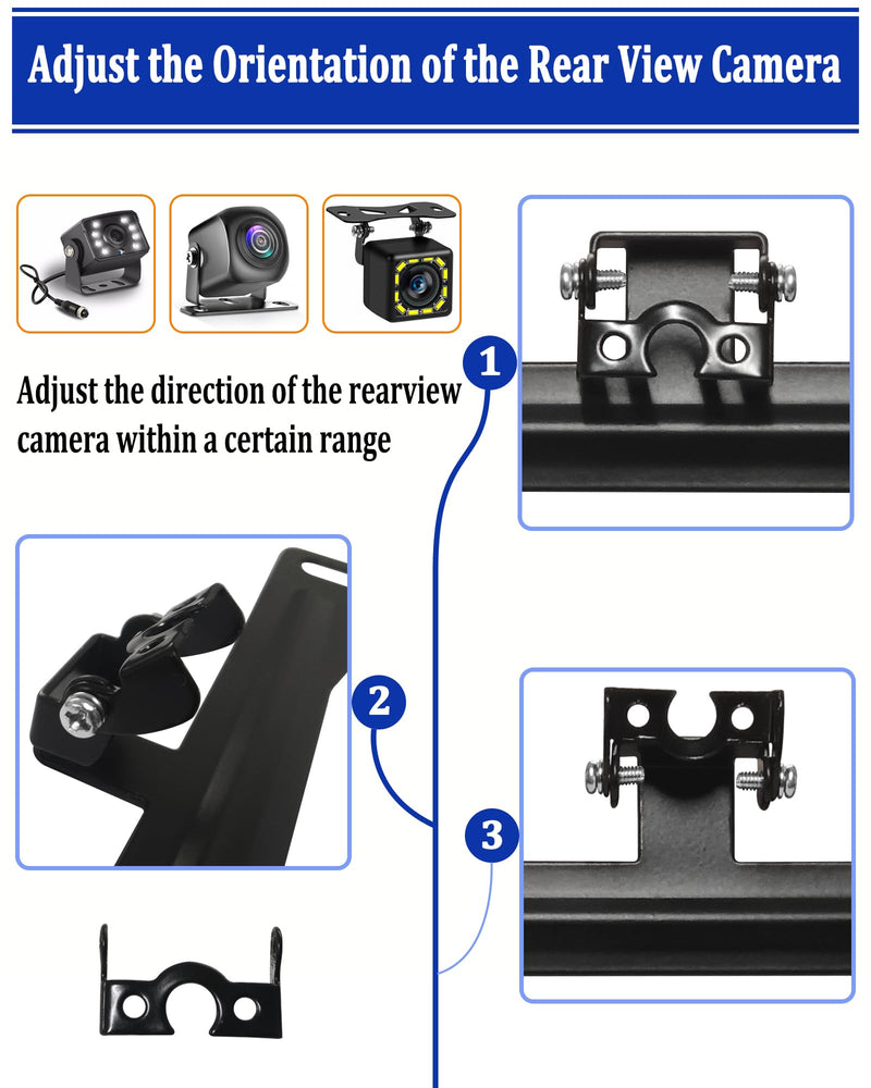 Aootf Universal Car Rear View Camera License Plate Bracket Kit, Black License Plate Frame and Backup Camera Holder, Dash Cam Mirror Camera Mount Kit- Only for Backup Rearview Camera