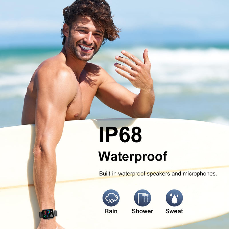 Smart Watch for Men Women (Answer/Make Call), Fitness Watch with Heart Rate/Sleep Monitor/Pedometer/Calories,2026 New Smartwatch IP68 Waterproof,113+ Sports Modes, Activity Tracker for Android iOS Pitch black