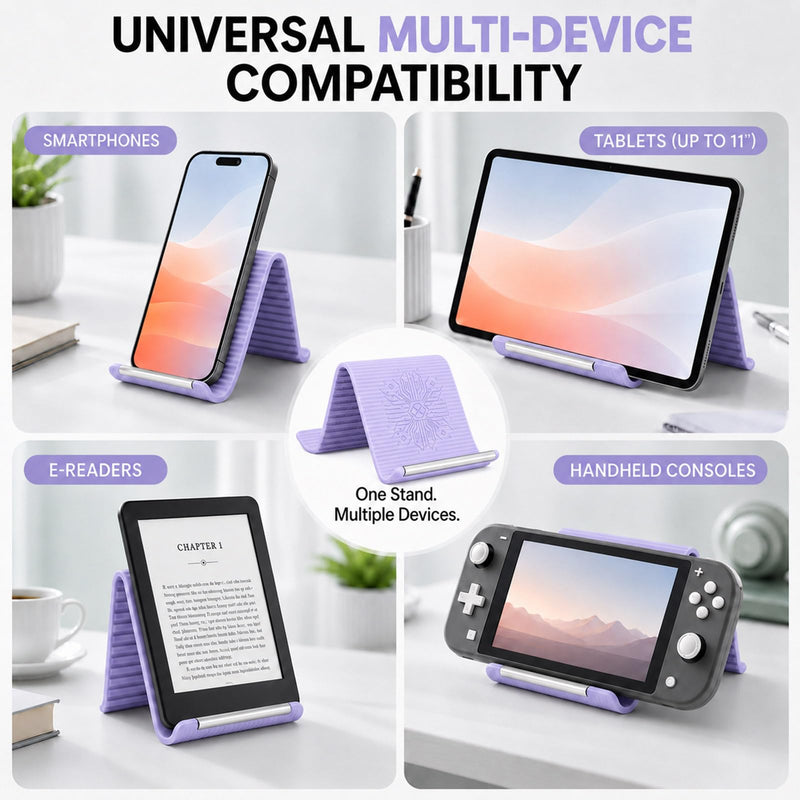 Airplane Phone Holder, Portable Travel Phone Stand, Lavender | Flexible Silicone Aluminum Core Airplane Phone Holder, Textured Non-Slip, Folded into Any Shape, for Bed,Treadmill,Seat Back Lavender-1PCS