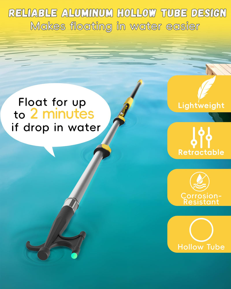 Telescoping Boat Hook - Durable Docking Pole with 3-Stage Aluminum Extension - Lightweight Marine Push Pole for Boat Docking, Mooring & Water Retrieval 3 Feet