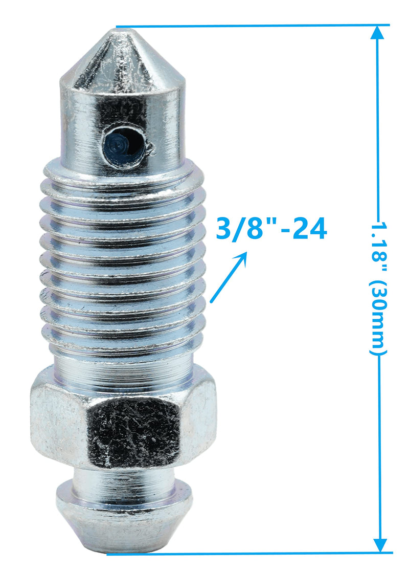 6 PCS H9402-6 Brake Bleeder Screws - Caliper Bleeder Screw with Rubber Cap, 3/8-24 x 1.18 Inch Length, Bleed Kit 3/8"-24 x 1.18