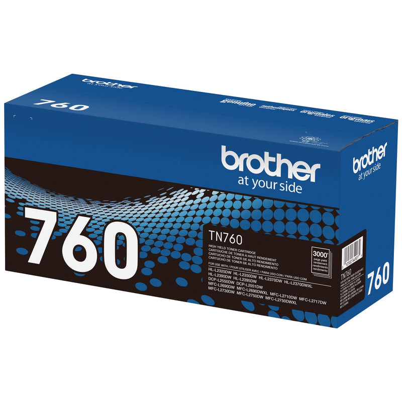 Brother Genuine TN760 High Yield Black Toner Cartridge, (for use with MFC-L2710DW MFC-L2750DW HL-L2350DW HL-L2370DW HL-L2395DW HL-L2390DW DCP-L2550DW Printers) 1 Pack Printer with High Yield Toner